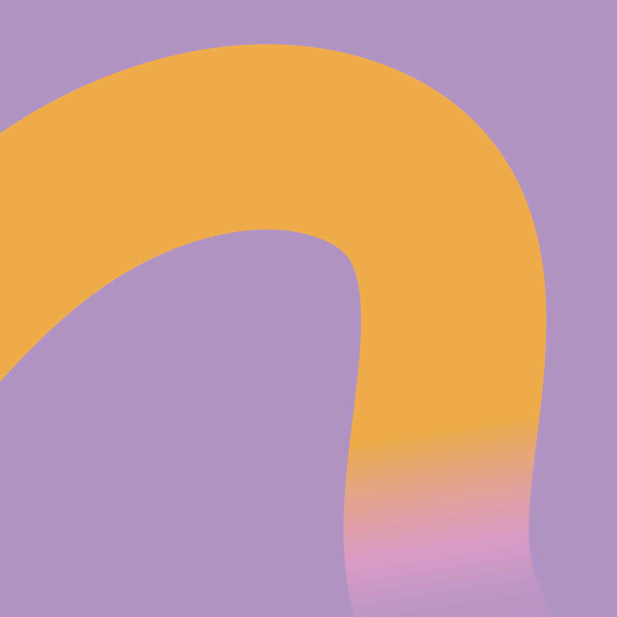 Abstract image with a purple background and a large curved orange shape featuring a soft gradient.